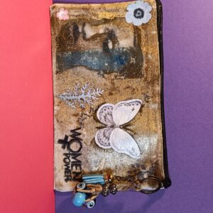 Estuche zip tela pintada motivo mujer