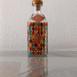 Botella de cristal decorada