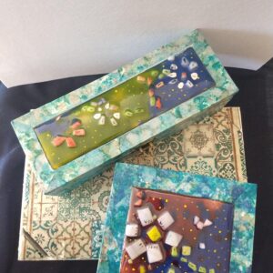 caja cuadrada madera tapa de esmalte