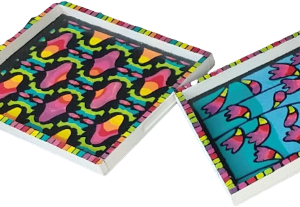 Bandeja pintada a mano motivos abstractos