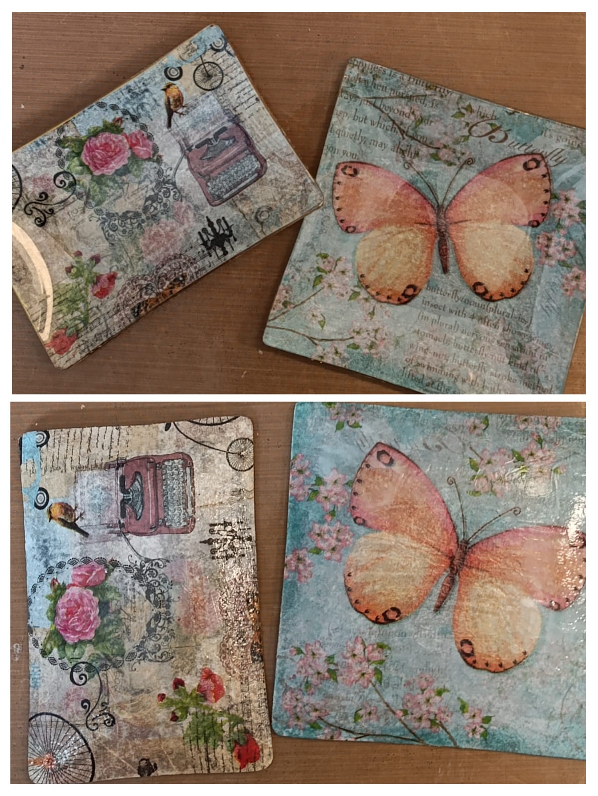 Taller de manualidades. Bandeja de cristal decorada con decoupage.
