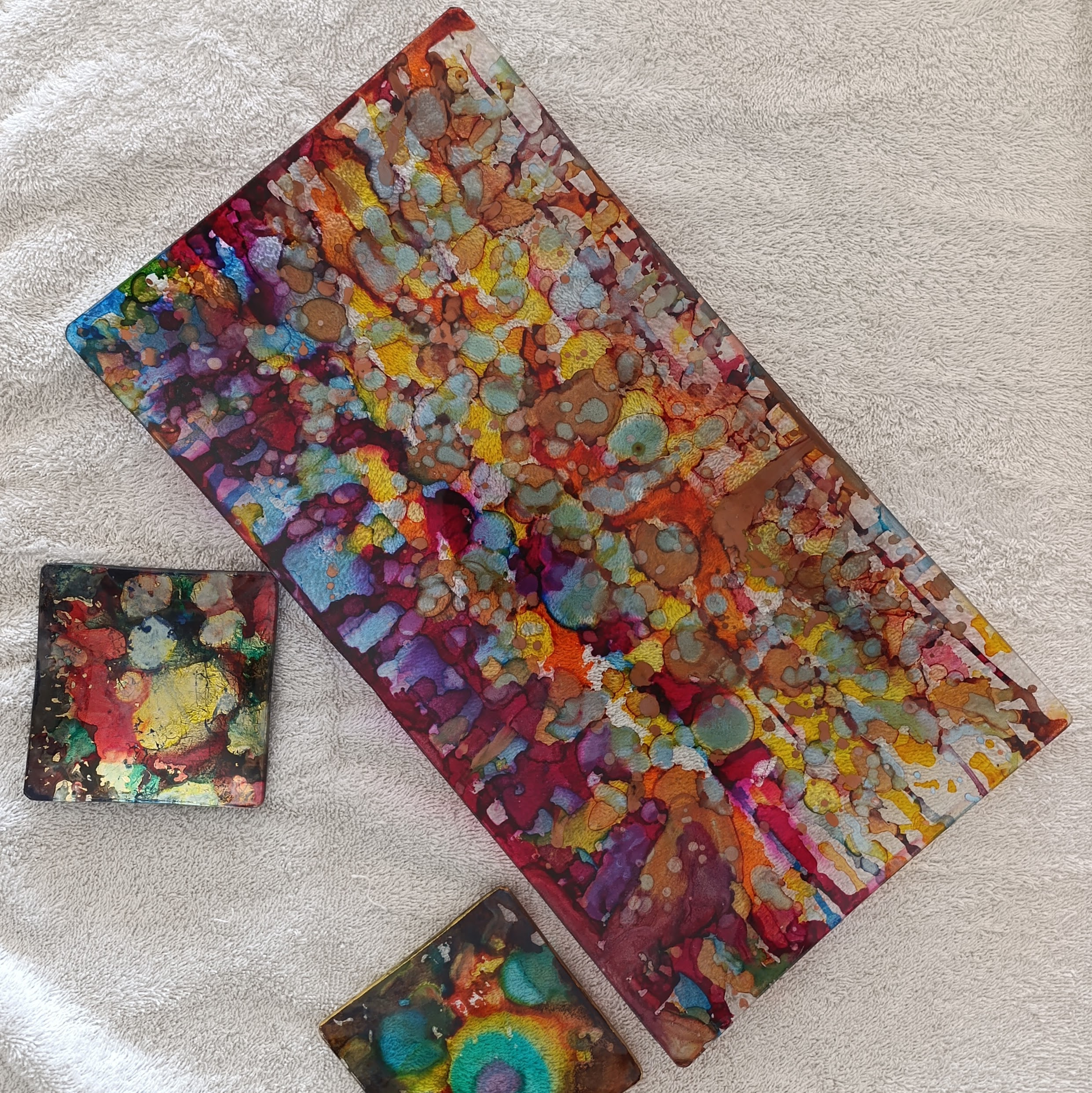 Bandejas decoradas con tintas al alcohol